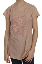 PINK MEMORIES Pink Cream Lace Short Sleeve Shirt Top Cotton Blouse -   -  PINK MEMORIES.
